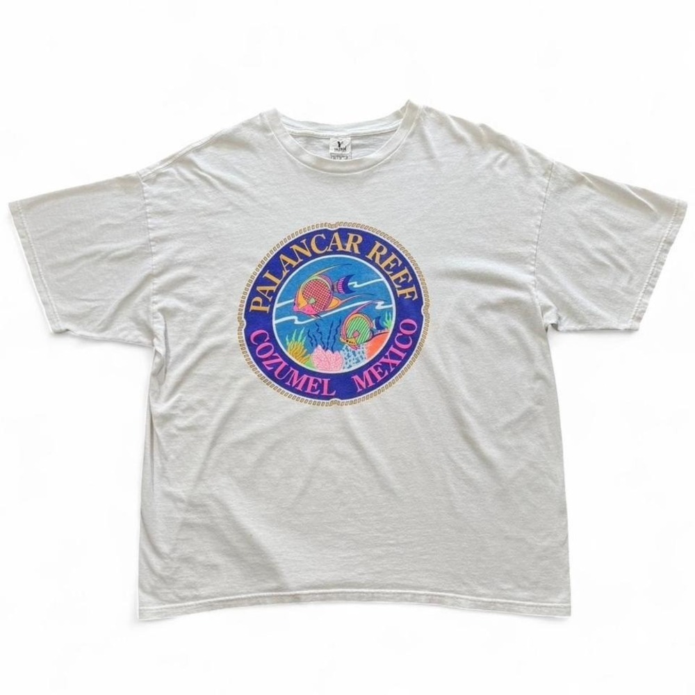 Vintage 90s Neon Palancar Reef Cozumel Mexico Fish Ocean Nature Graphic T-shirt
